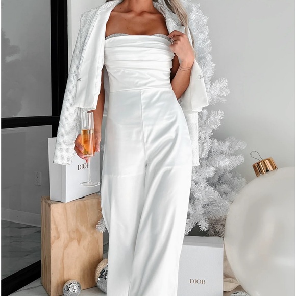 Nana Mac satin and rhinestone white jumpsuit - Picture 4 of 7